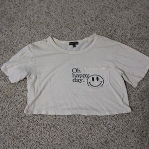 Oh Happy Days Cropped Tee, Small, Cream